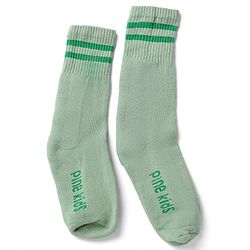 Pine Kids Cotton Nylon Spandex Mid-Calf Length Socks with Stripes & Pine Kids Text Pack of 3 - Green Blue Light Grey