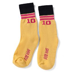 Pine Kids Cotton Nylon Spandex Mid-Calf Length Socks with Stripes & Pine Kids Text Pack of 3 - Yellow Red White