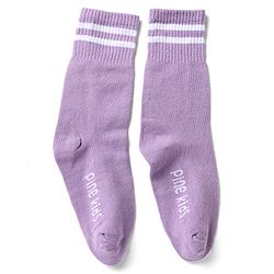 Pine Kids Cotton Nylon Spandex Mid-Calf Length Socks with Stripes & Pine Kids Text Pack of 3 - Purple Yellow Pink