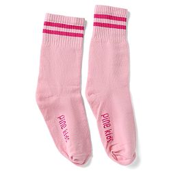 Pine Kids Cotton Nylon Spandex Mid-Calf Length Socks with Stripes & Pine Kids Text Pack of 3 - Purple Yellow Pink
