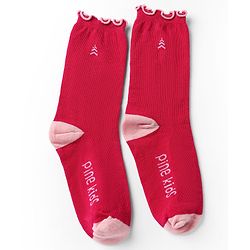 Pine Kids Cotton Nylon Spandex Mid-Calf Length Socks with Heart & Pine Kids Text Design Pack of 3 - Purple Pink Red