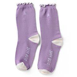 Pine Kids Cotton Nylon Spandex Mid-Calf Length Socks with Heart & Pine Kids Text Design Pack of 3 - Purple Pink Red