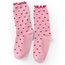 Pine Kids Cotton Nylon Spandex Mid-Calf Length Socks with Heart & Pine Kids Text Design Pack of 3 - Purple Pink Red