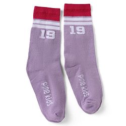 Pine Kids Cotton Nylon Spandex Mid-Calf Length Socks with Stripes & Pine Kids Text Design Pack of 3 - Blue Purple Black