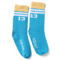 Pine Kids Cotton Nylon Spandex Mid-Calf Length Socks with Stripes & Pine Kids Text Design Pack of 3 - Blue Purple Black