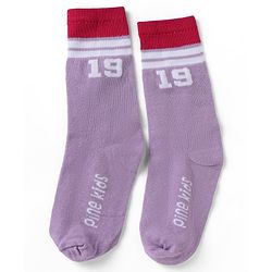 Pine Kids Cotton Nylon Spandex Mid-Calf Length Socks with Stripes & Pine Kids Text Design Pack of 3 - Blue Purple Black