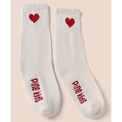 Pine Kids Cotton Mix Knit Socks with Hearts Print in Red & White Pack of 3