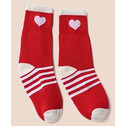 Pine Kids Cotton Mix Knit Socks with Hearts Print in Red & White Pack of 3