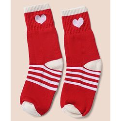 Pine Kids Cotton Mix Knit Socks with Hearts Print in Red & White Pack of 3