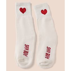 Pine Kids Cotton Mix Knit Socks with Hearts Print in Red & White Pack of 3