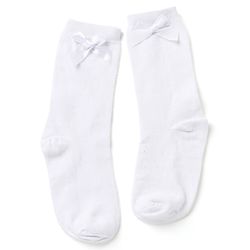 Pine Kids Cotton Knit Mid Calf Length Socks With Bow Applique Pack of 5 - Light Grey, Black, White, Pink & Red
