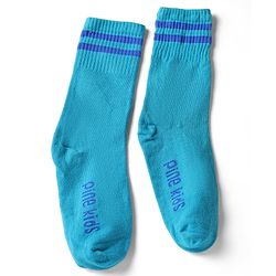 Pine Kids Cotton Knit Regular Length Socks With Logo Design Set of 3 - Blue, Black & Cream