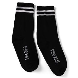 Pine Kids Cotton Knit Regular Length Socks With Logo Design Set of 3 - Blue, Black & Cream