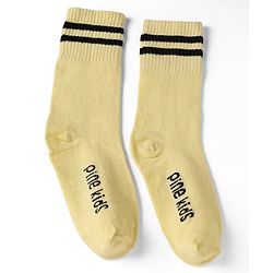 Pine Kids Cotton Knit Regular Length Socks With Logo Design Set of 3 - Blue, Black & Cream
