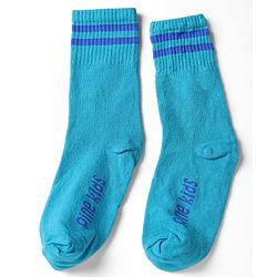 Pine Kids Cotton Knit Regular Length Socks With Logo Design Set of 3 - Blue, Black & Cream