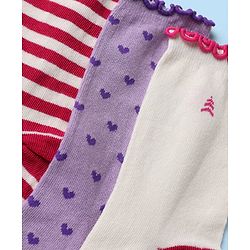 Pine Kids Cotton Nylon Spandex Mid-Calf Length Striped Socks with Heart & Pine Kids Text Design Pack of 3 - Violet Red White