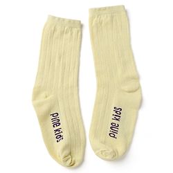 Pine Kids Cotton Knit Calf Length Socks With Logo Embroidery & Frill Detailing Pack of 3 - Dark Pink, Red & Yellow