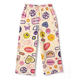 Pine Kids Cotton Knit Half Sleeves Co-Ords Shirt & Pyjama Night Suit with Heart Rainbow & Floral Print - Offwhite
