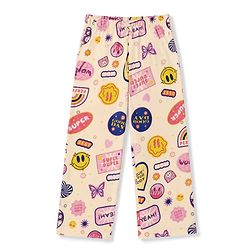 Pine Kids Cotton Knit Half Sleeves Co-Ords Shirt & Pyjama Night Suit with Heart Rainbow & Floral Print - Offwhite