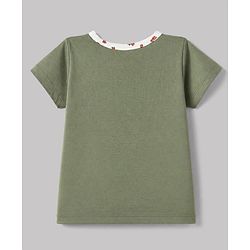 Pine Kids Cotton Knit Half Sleeves T-Shirt & Pyjama Night Suit with Floral Print - Green