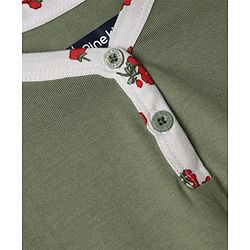 Pine Kids Cotton Knit Half Sleeves T-Shirt & Pyjama Night Suit with Floral Print - Green