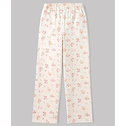 Pine Kids Cotton Knit Half Sleeves T-Shirt & Pyjama Night Suit with Floral Print - Pink