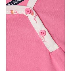 Pine Kids Cotton Knit Half Sleeves T-Shirt & Pyjama Night Suit with Floral Print - Pink