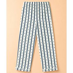 Pine Kids Cotton Knit Half Sleeves Striped Co-Ords Shirt & Pyjama Night Suit with Heart Print - White