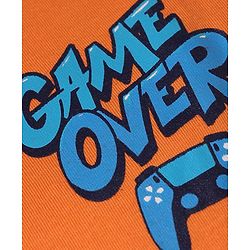 Pine Kids Cotton Knit Half Sleeves T-Shirt & Checks Pyjama Night Suit with Game Over Print - Orange