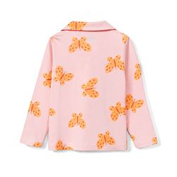 Pine Kids 100% Cotton Knit Full Sleeves Shirt & Pyjama Co-Ords Set With Butterfly Print - Red