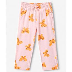 Pine Kids 100% Cotton Knit Full Sleeves Shirt & Pyjama Co-Ords Set With Butterfly Print - Red
