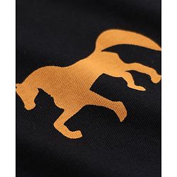 Pine Kids 100% Cotton Bio Washed Single Jersery 180 GSM Knit Full Sleeves Co-ord T-Shirt & Pajama Night Suit with Horseshoe & Horse Print - Black