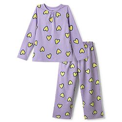 Pine Kids 100% Cotton Bio Washed Single Jersery 180 Gsm Knit Co-ord Top & Pajama Night Suit with Hearts Print - Lilac