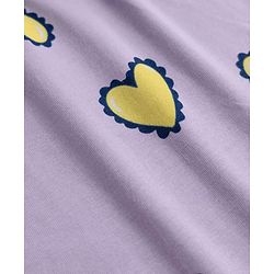 Pine Kids 100% Cotton Bio Washed Single Jersery 180 Gsm Knit Co-ord Top & Pajama Night Suit with Hearts Print - Lilac