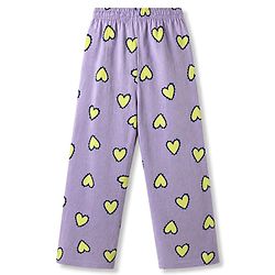 Pine Kids 100% Cotton Bio Washed Single Jersery 180 Gsm Knit Co-ord Top & Pajama Night Suit with Hearts Print - Lilac