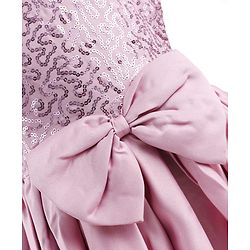Pine Kids Satin Woven Sleeveless Party Dress With Sequin Detailing & Bow Applique - Pink