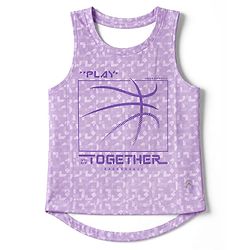 Pine Active Knit Printed Sleeveless T-Shirt With Text Print - Lavender