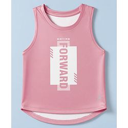 Pine Active Knit Sleeveless T-Shirt With Text Print - Pink