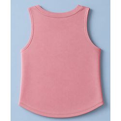 Pine Active Knit Sleeveless T-Shirt With Text Print - Pink