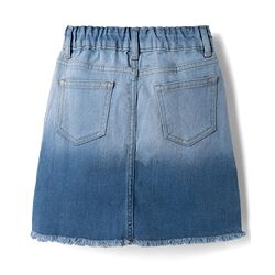 Pine Kids Woven Above Knee Length Denim Skirt With Heart Embroidery - Blue