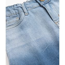 Pine Kids Woven Above Knee Length Denim Skirt With Heart Embroidery - Blue