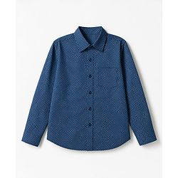 Pine Kids Cotton Woven Full Sleeves Printed Party Shirt With Bow - Blue
