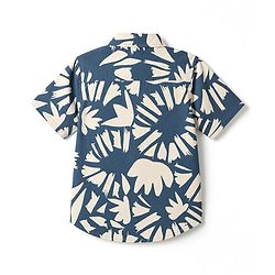 Pine Kids Cotton Woven Shirt with Half Sleeves and Floral Print - Light Blue
