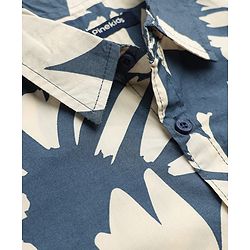 Pine Kids Cotton Woven Shirt with Half Sleeves and Floral Print - Light Blue
