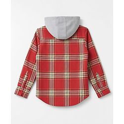 Pine Kids Cotton Woven Full Sleeves Hooded Checks Shirt - Red