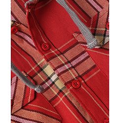 Pine Kids Cotton Woven Full Sleeves Hooded Checks Shirt - Red