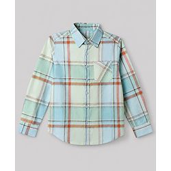 Pine Kids Cotton Woven Check Shirts with T-Shirt/Twofer with Full Sleeves and Street Competition Print in Beige