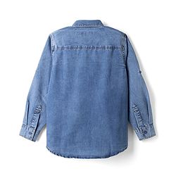 Pine Kids Cotton Woven Denim Shirt with Full Sleeves - Blue