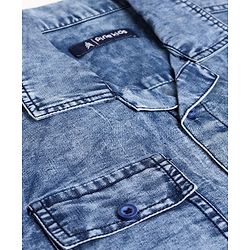 Pine Kids Cotton Woven Denim Shirt with Full Sleeves & Washed Finish in Light Blue