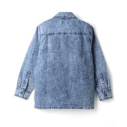 Pine Kids Cotton Woven Denim Shirt with Full Sleeves & Washed Finish in Light Blue